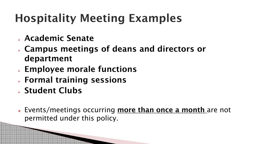hospitality meeting examples