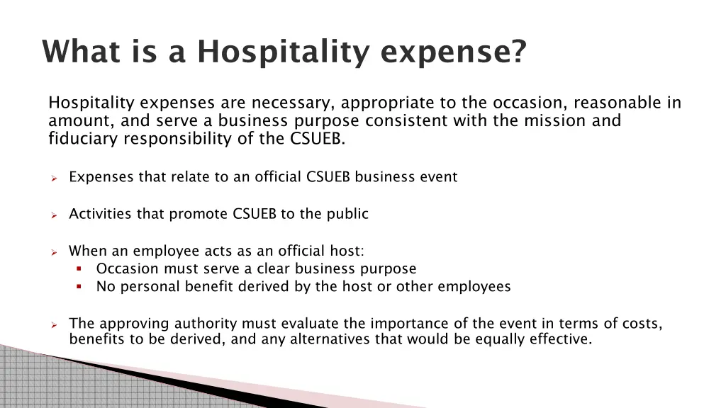 what is a hospitality expense