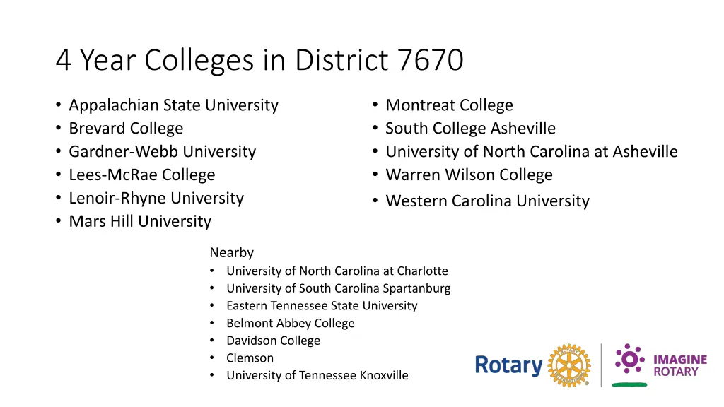 4 year colleges in district 7670