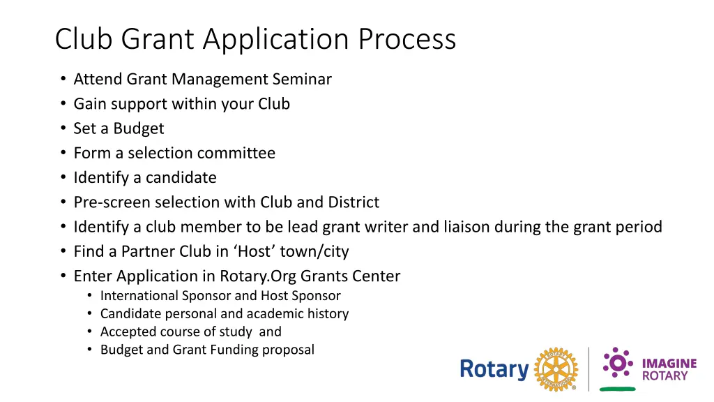 club grant application process