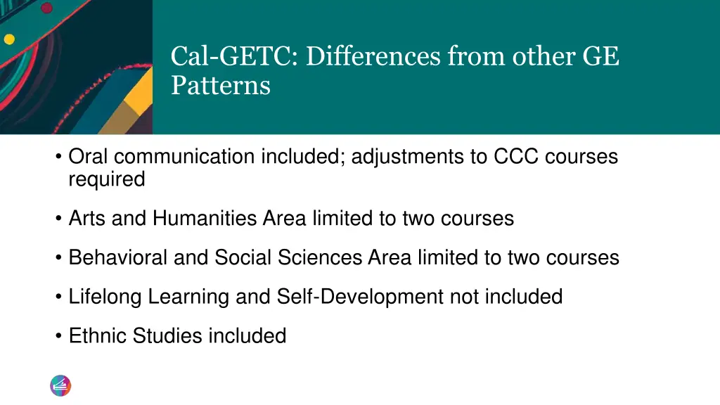 cal getc differences from other ge patterns