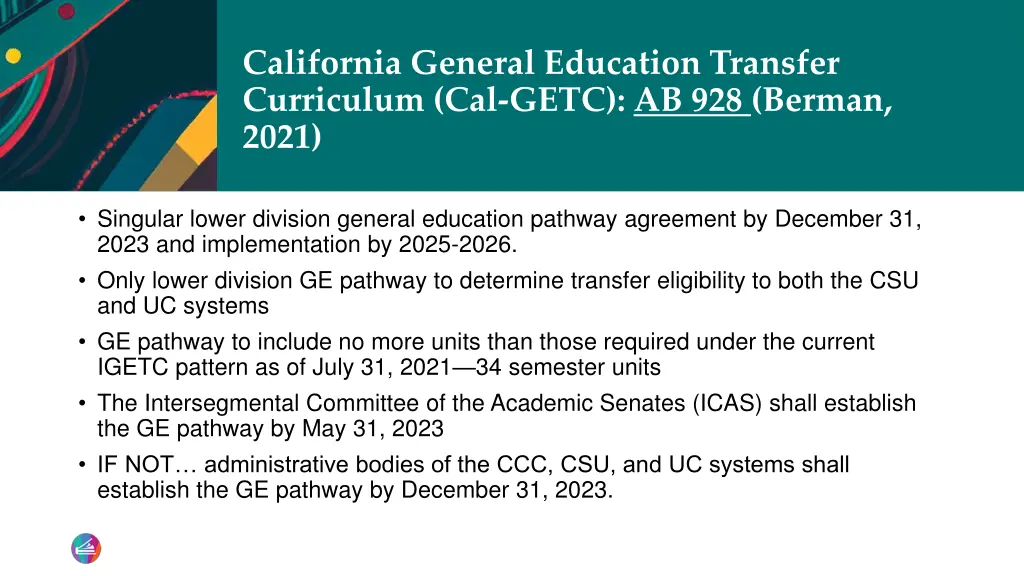 california general education transfer curriculum