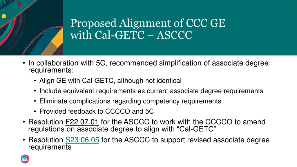 proposed alignment of ccc ge with cal getc asccc