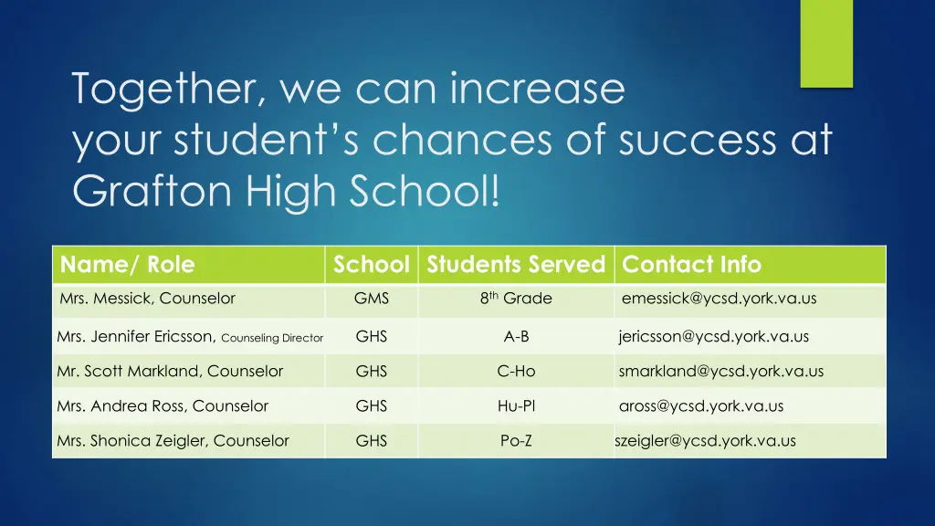 together we can increase your student s chances