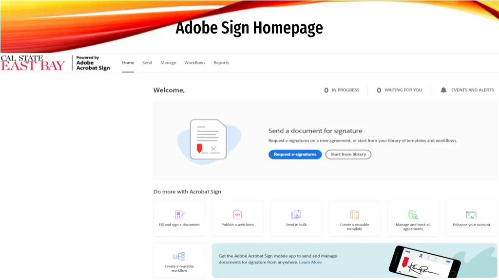 adobe sign homepage