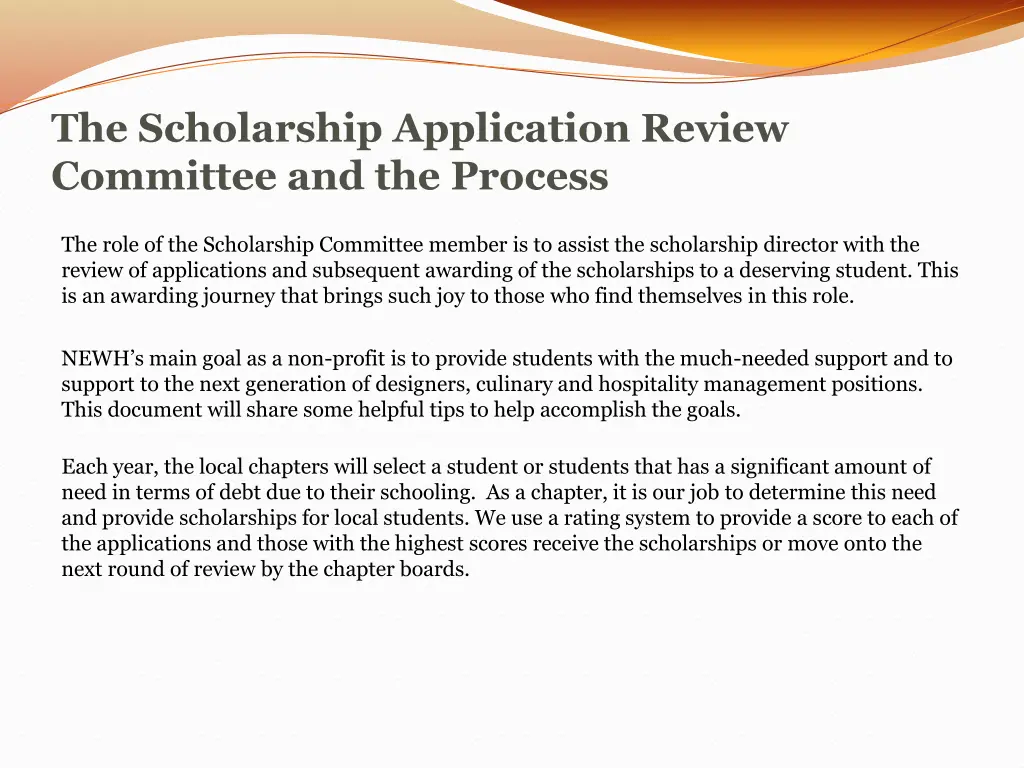 the scholarship application review committee