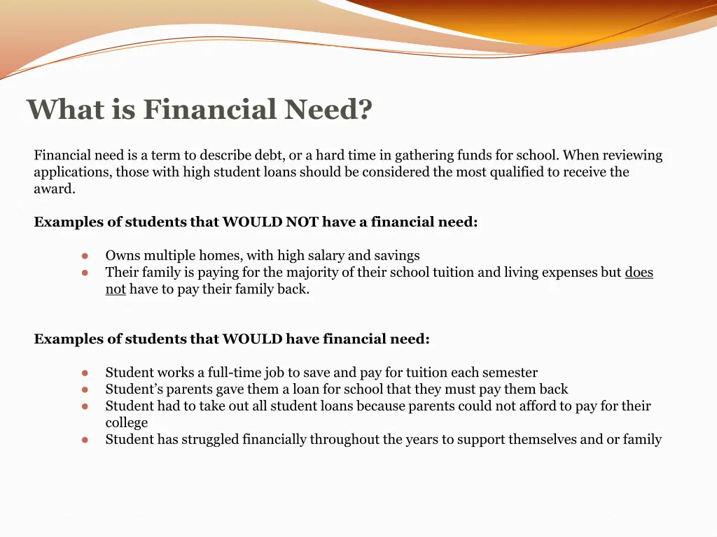 what is financial need