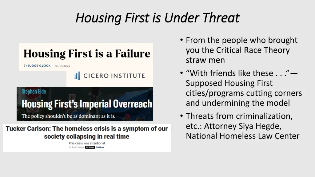housing first is under threat housing first