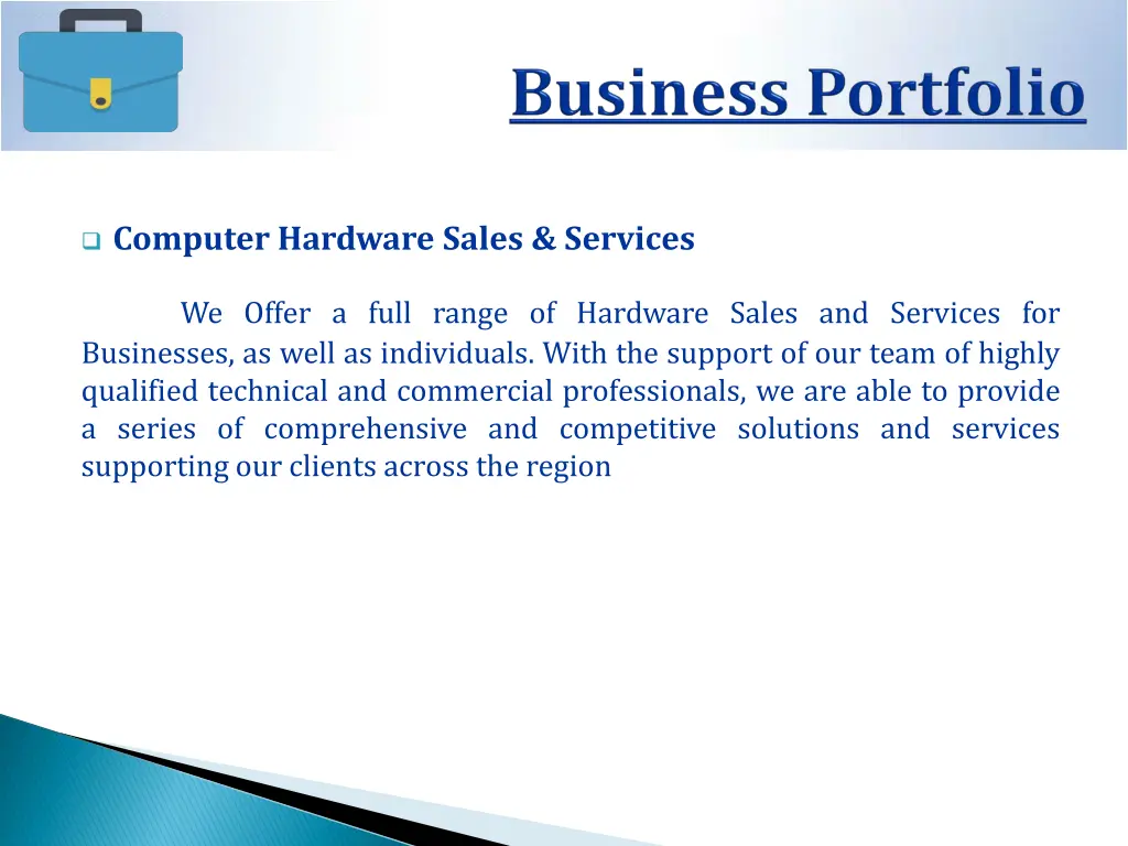 computer hardware sales services