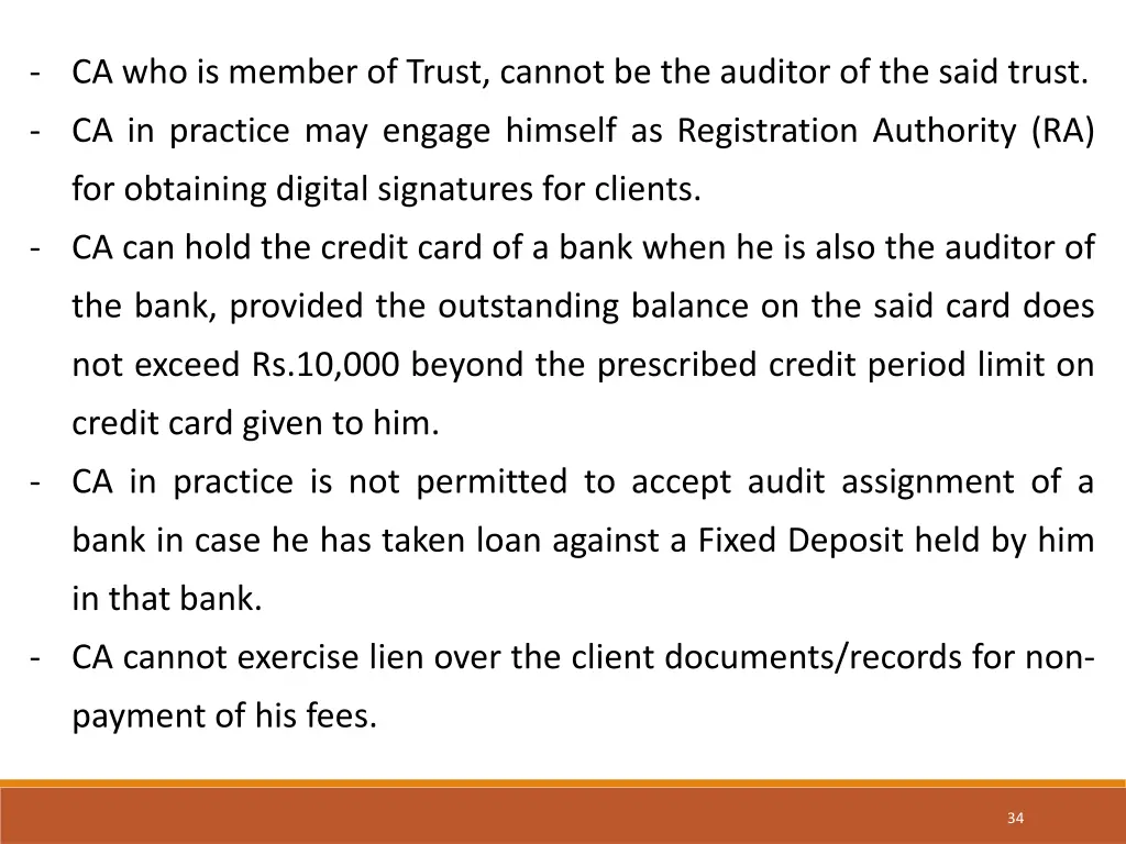 ca who is member of trust cannot be the auditor