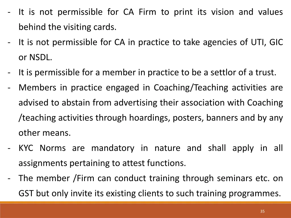 it is not permissible for ca firm to print