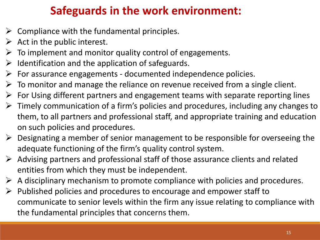 safeguards in the work environment