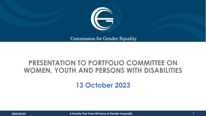 presentation to portfolio committee on women