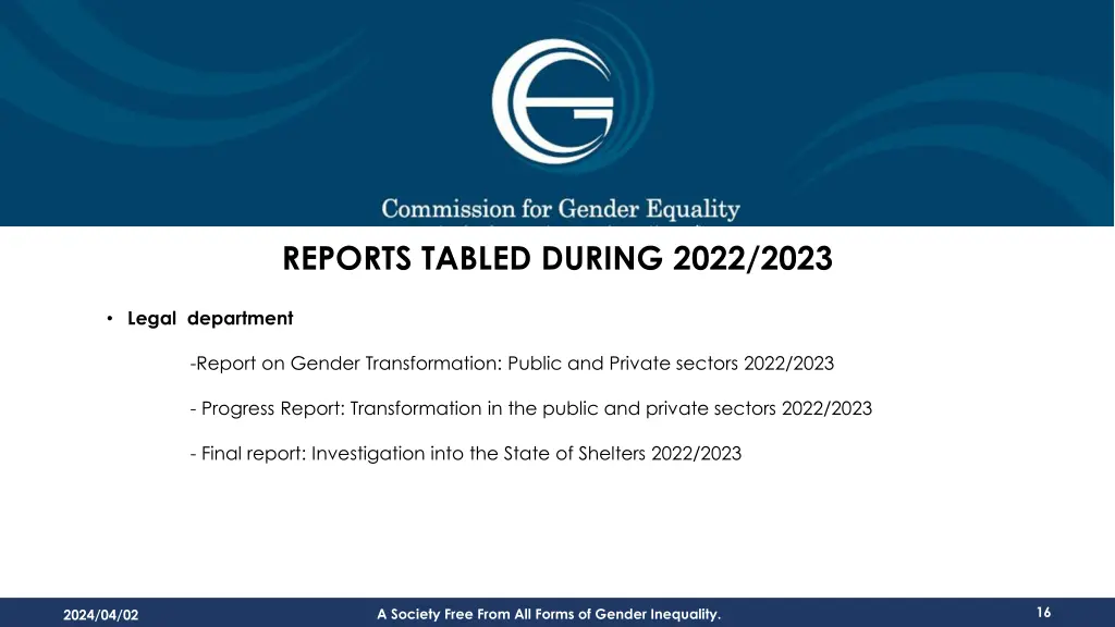 reports tabled during 2022 2023