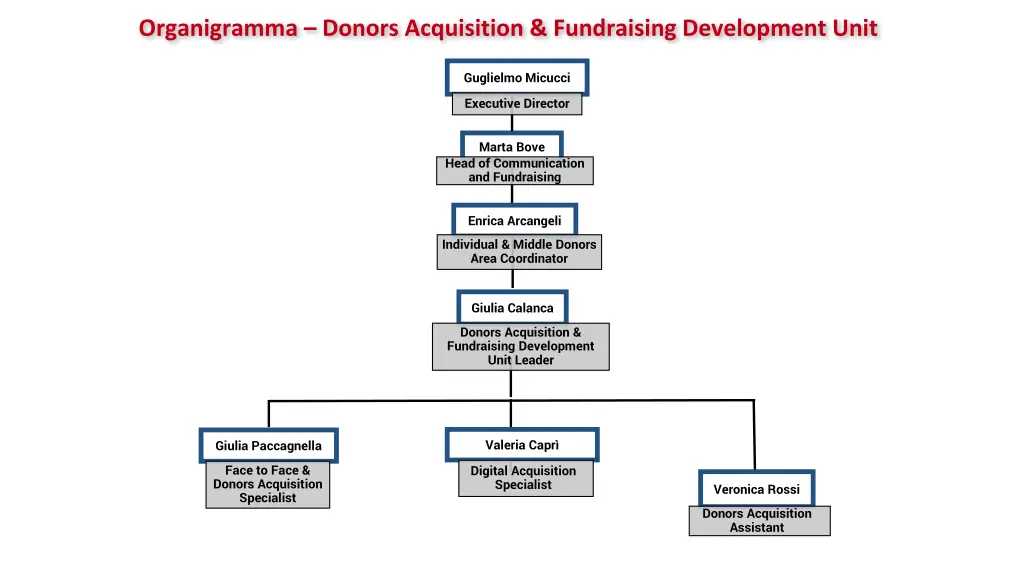 organigramma donors acquisition fundraising