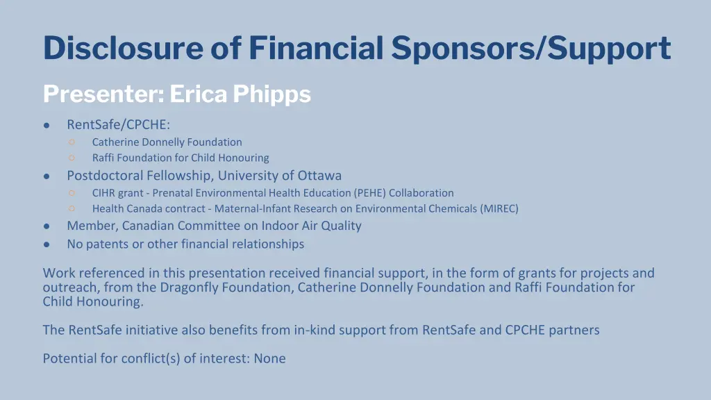 disclosure of financial sponsors support