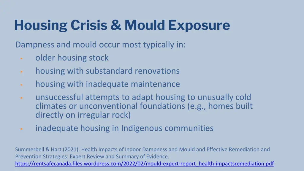housing crisis mould exposure