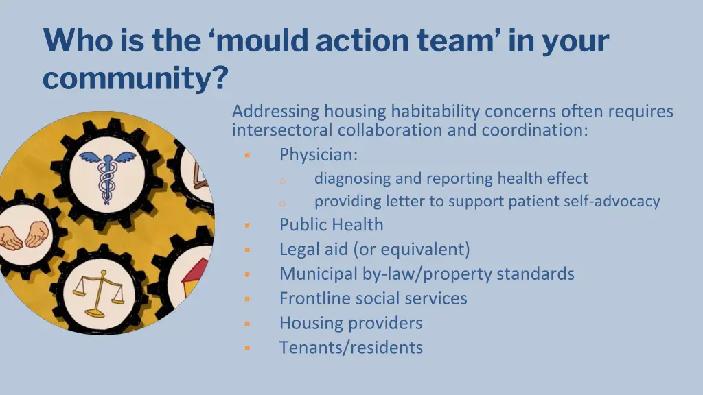 who is the mould action team in your community