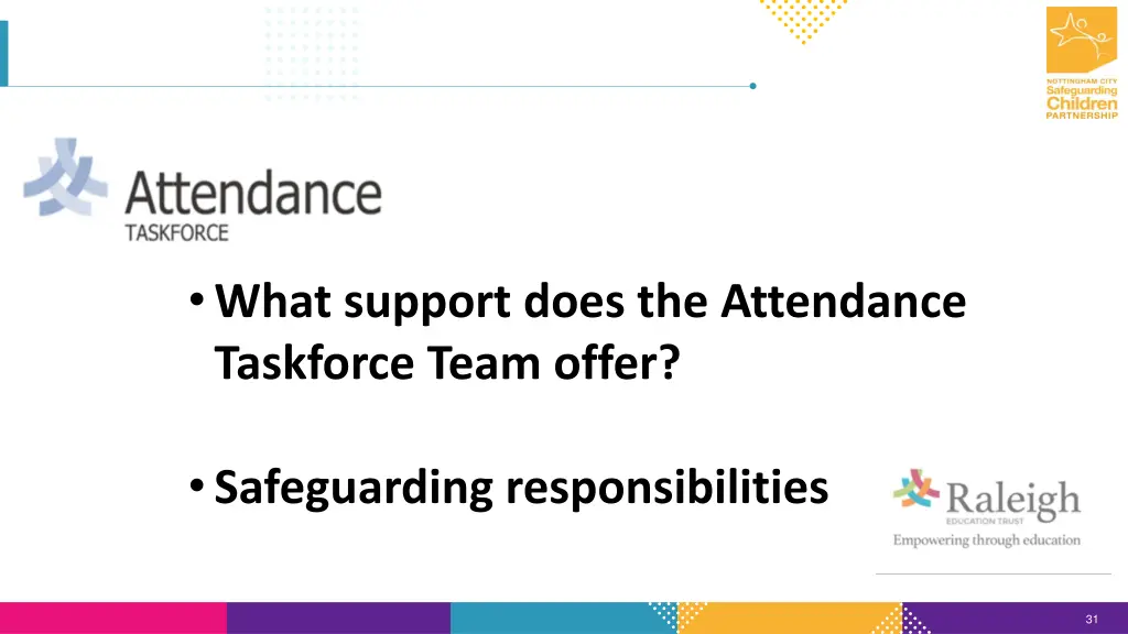 what support does the attendance taskforce team