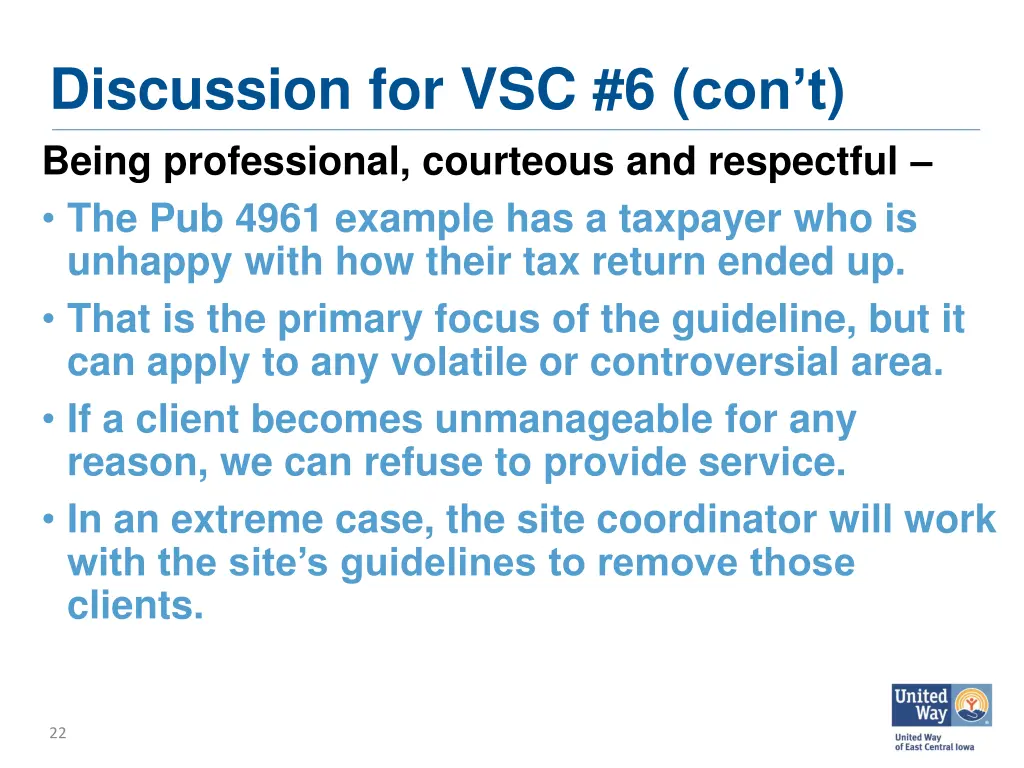 discussion for vsc 6 con t being professional