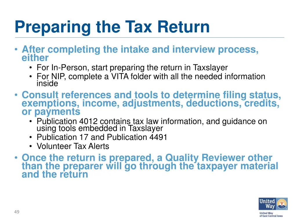 preparing the tax return