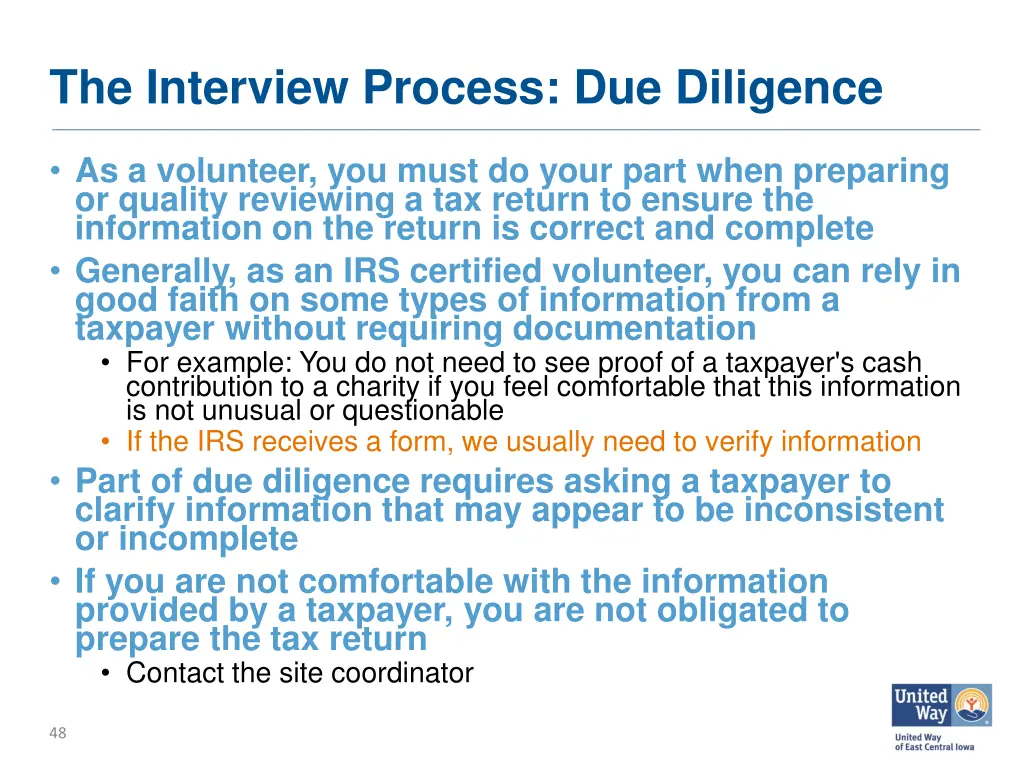 the interview process due diligence