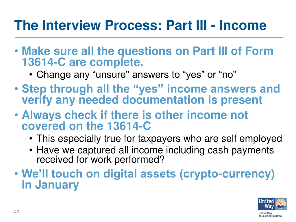 the interview process part iii income