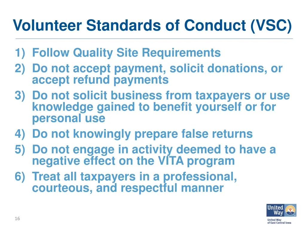 volunteer standards of conduct vsc