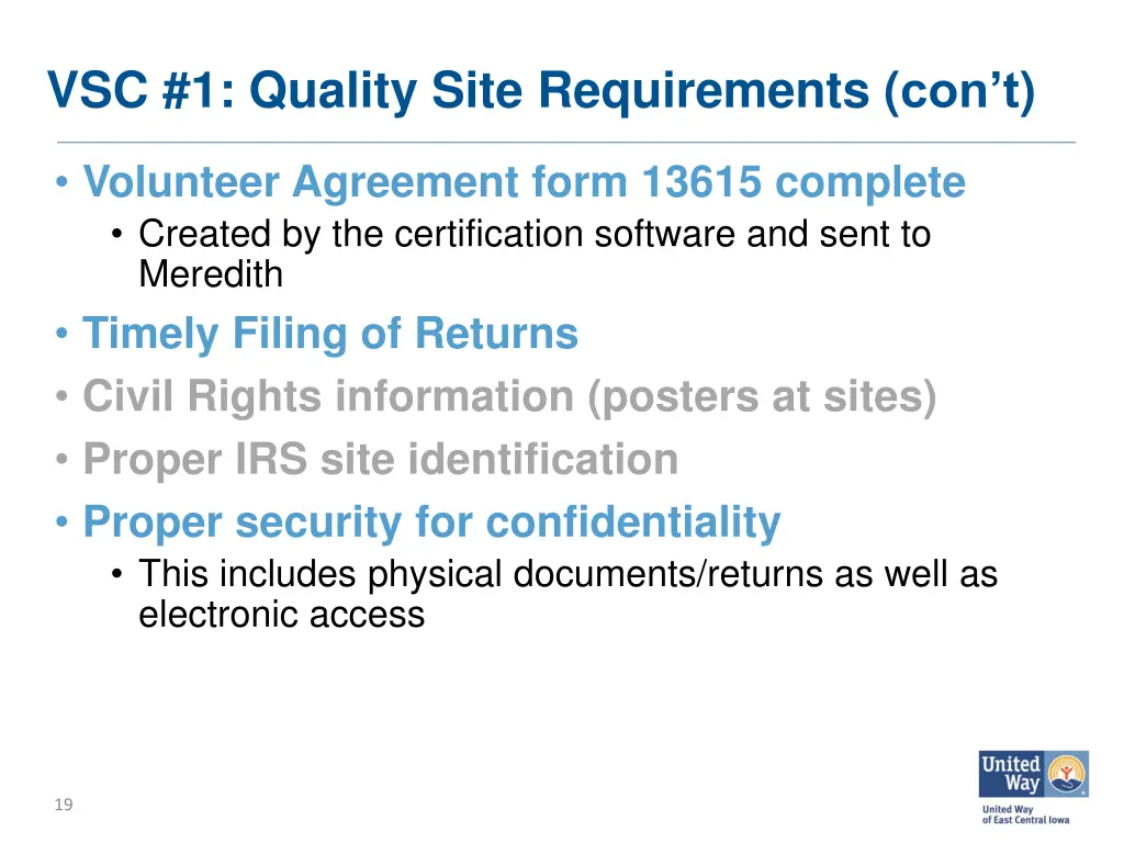 vsc 1 quality site requirements con t