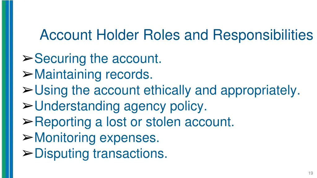 account holder roles and responsibilities