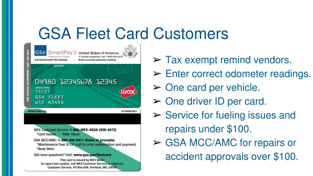 gsa fleet card customers