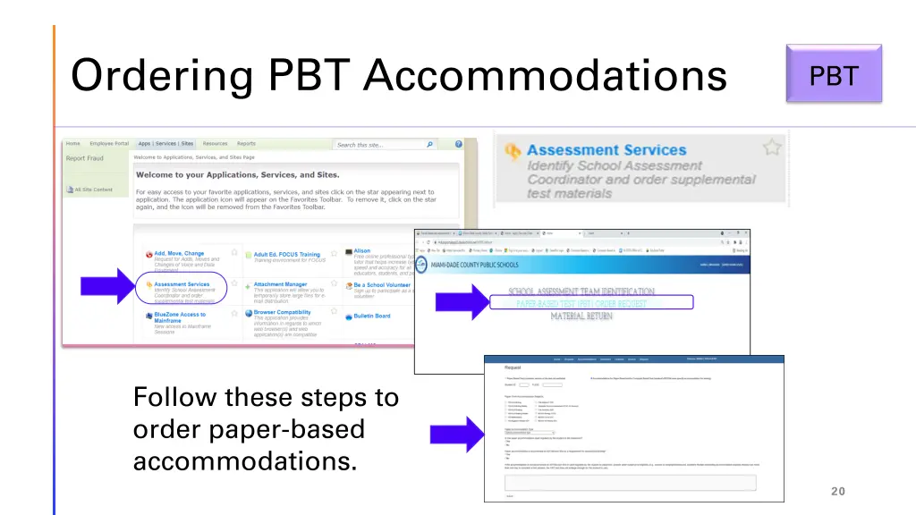 ordering pbt accommodations
