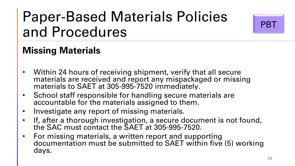 paper based materials policies and procedures