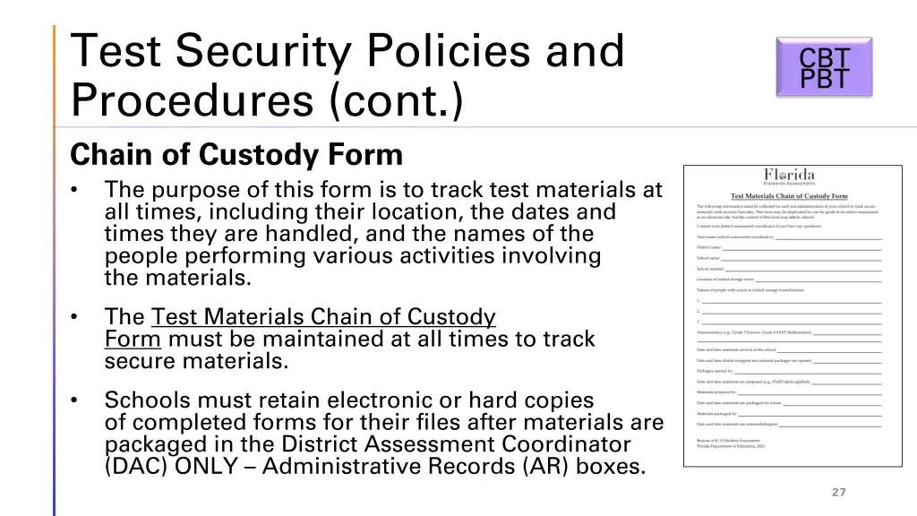 test security policies and procedures cont chain