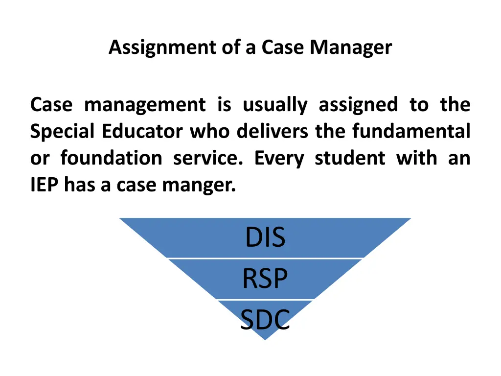 assignment of a case manager
