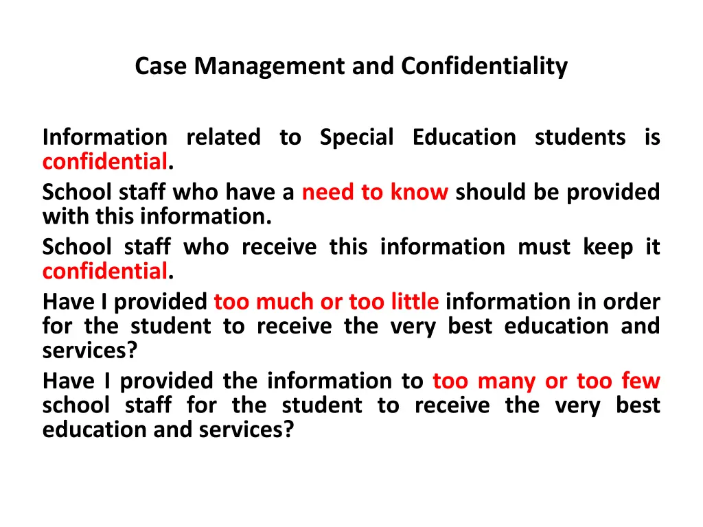 case management and confidentiality