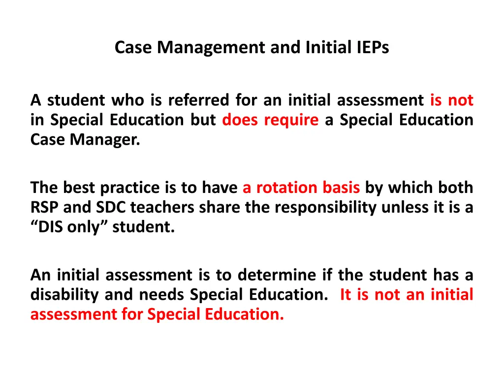 case management and initial ieps