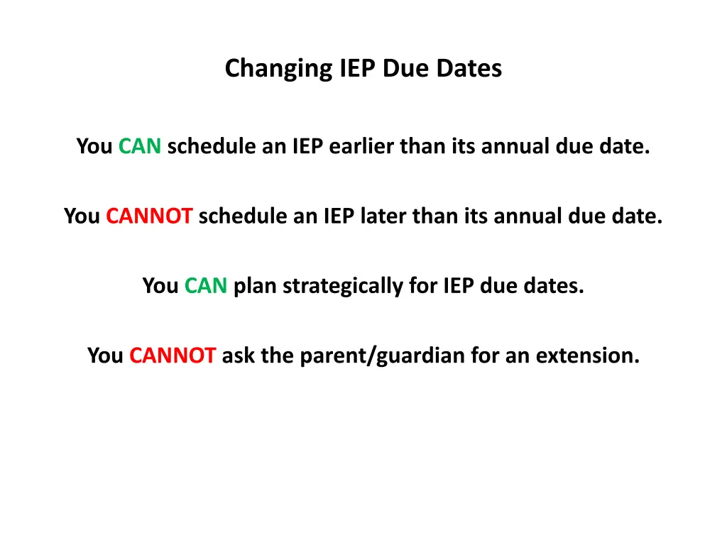 changing iep due dates