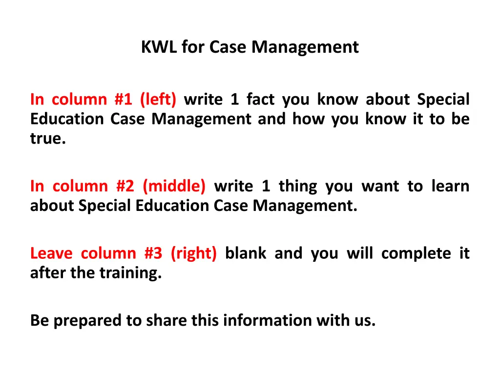 kwl for case management