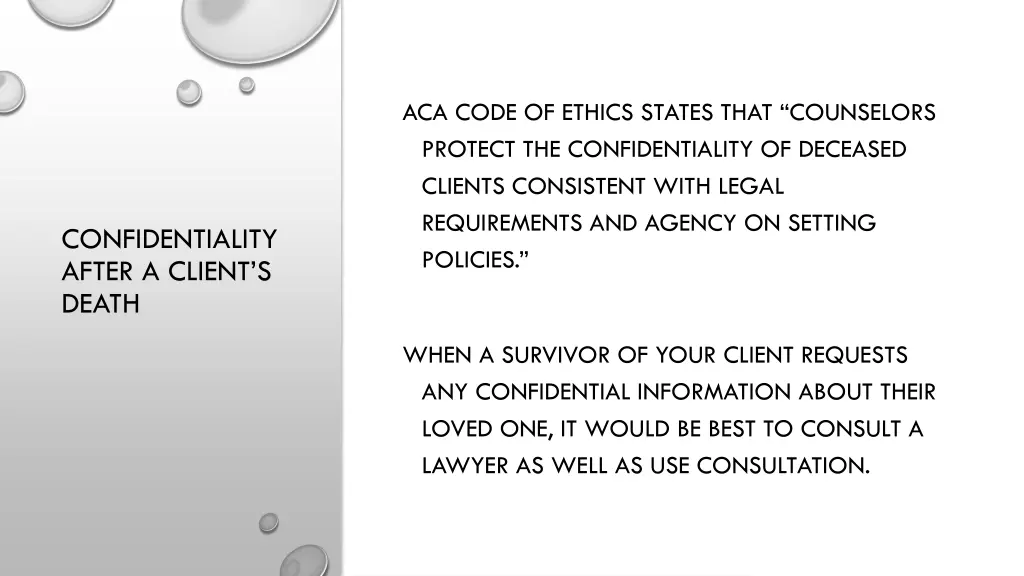 aca code of ethics states that counselors protect