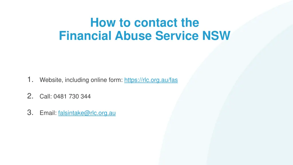 how to contact the financial abuse service nsw