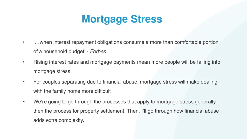 mortgage stress