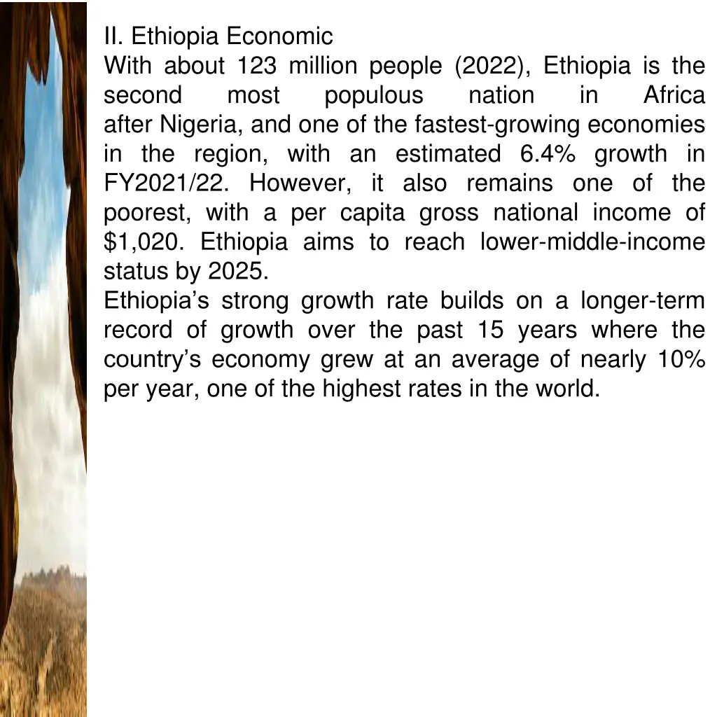 ii ethiopia economic with about 123 million