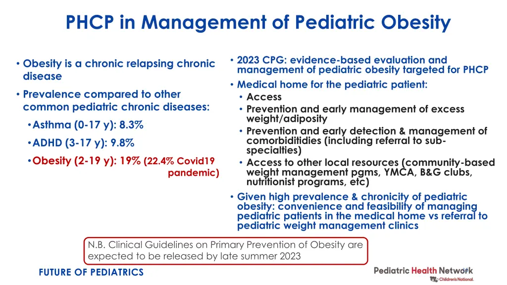 phcp in management of pediatric obesity