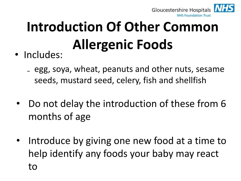 introduction of other common allergenic foods