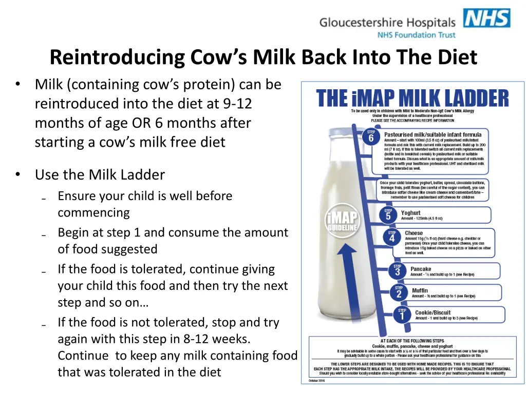 reintroducing cow s milk back into the diet milk