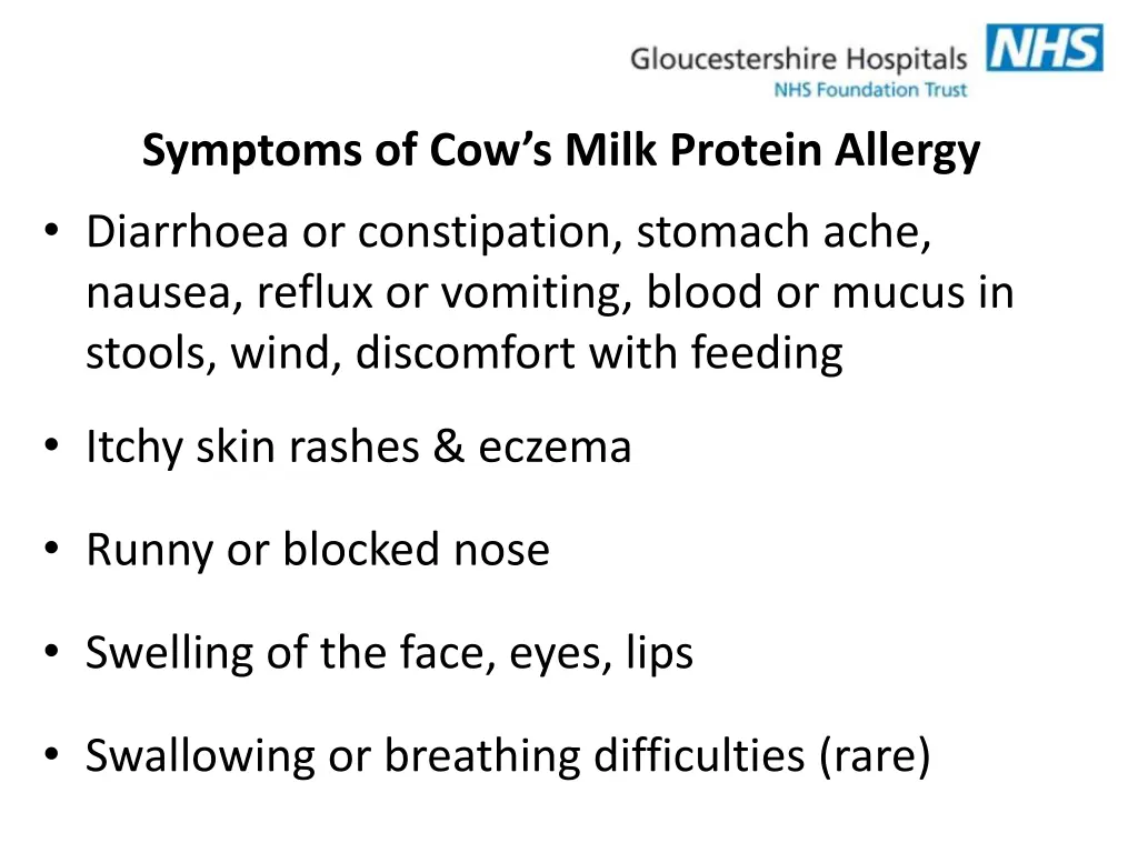 symptoms of cow s milk protein allergy diarrhoea