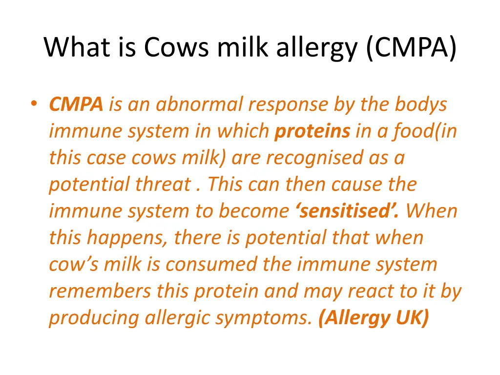 what is cows milk allergy cmpa