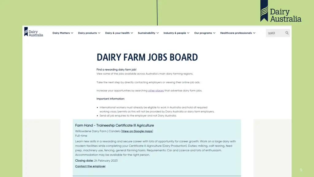 dairy jobs