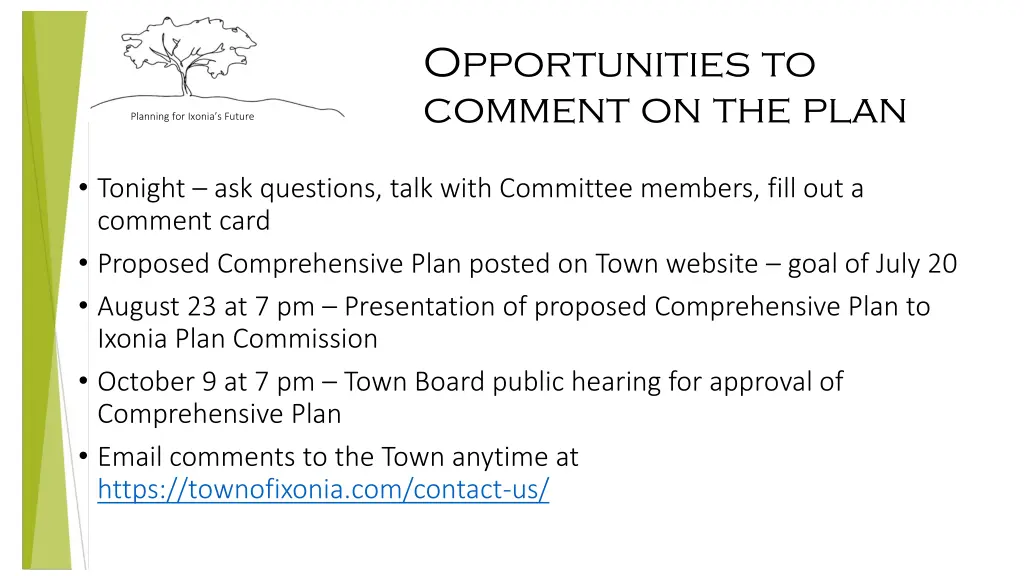 opportunities to comment on the plan